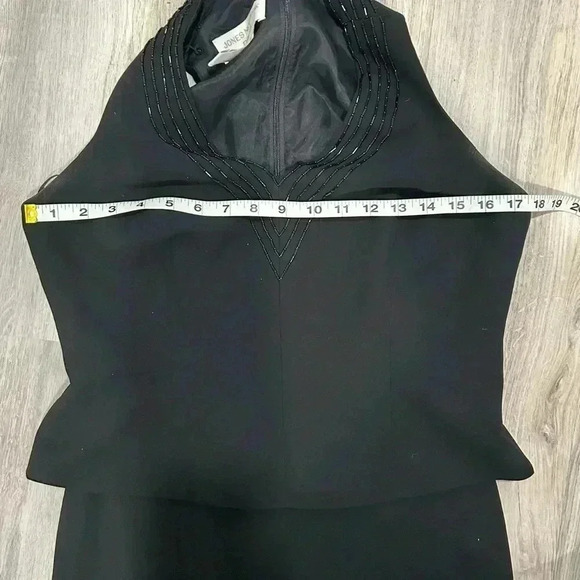 Vintage Jones New York Layered Formal Dress Sleeveless Beaded Maxi Black Size 10 - Picture 3 of 6